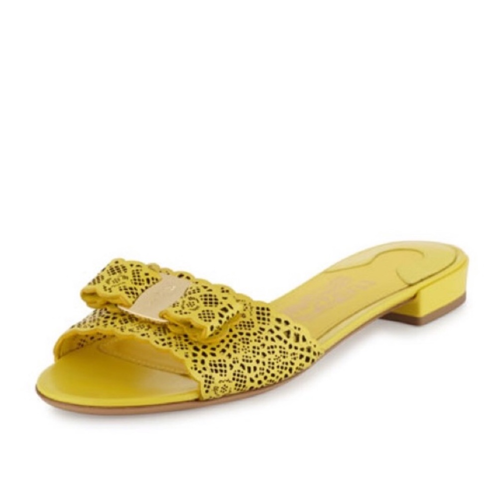 Salvatore Ferragamo Laser-cut Flat Slide Sandal